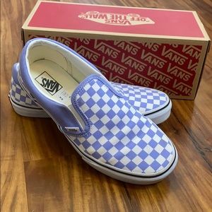 Purple checkerboard Vans